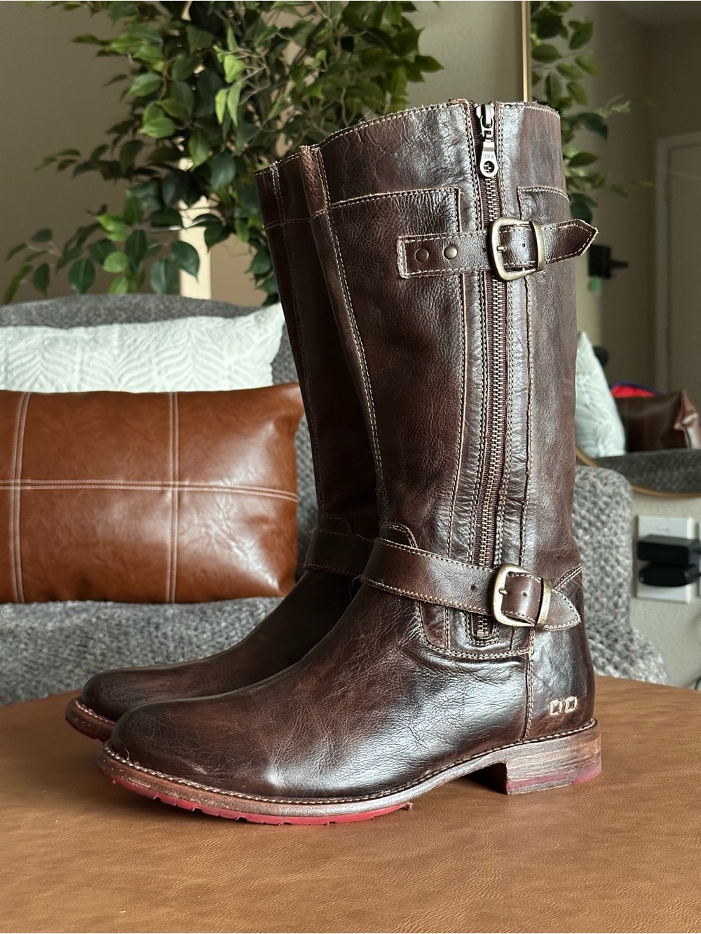 Bed Stu Brown Leather Mid-Calf Riding Boots